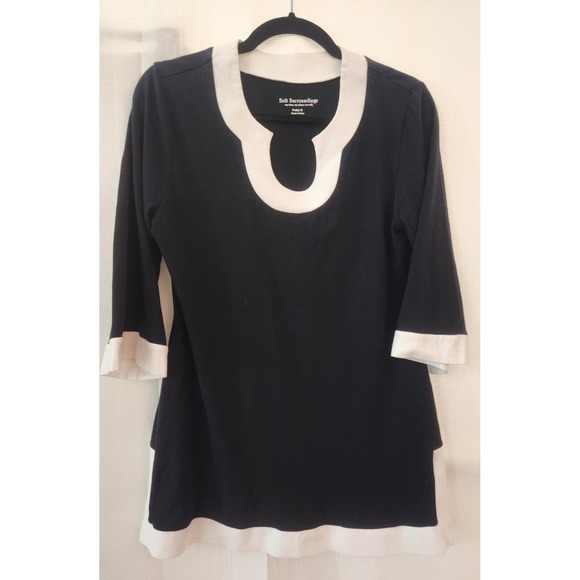 Soft Surroundings Tops - Soft Surroundings Women Black White Trim‎ Tunic-Size Petite Small Career Leisure